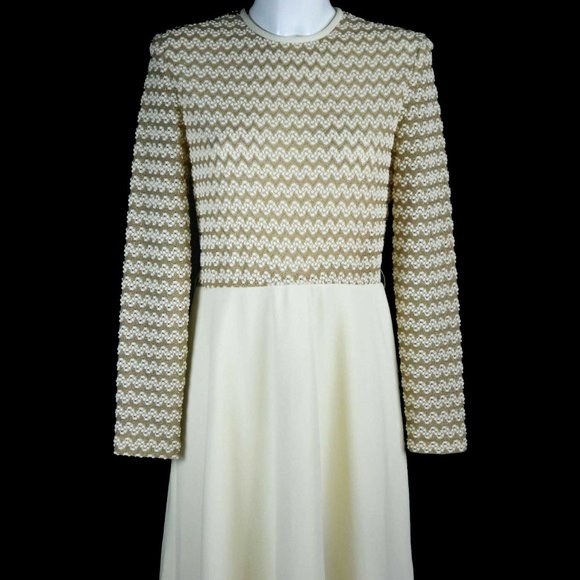 R&K KNITS Vintage Maxi Dress Small 4-6 Romantic Retro Mod Princess 1960's Gown - Picture 2 of 12